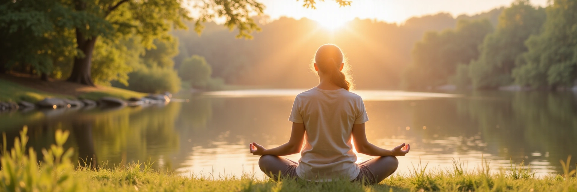 Serene person in a healthy lifestyle setting
