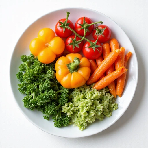 Image of a plate with colorful, healthy vegetables