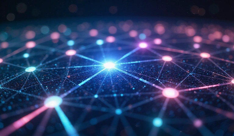 Abstract network showing data flow and connections, symbolizing information sharing.